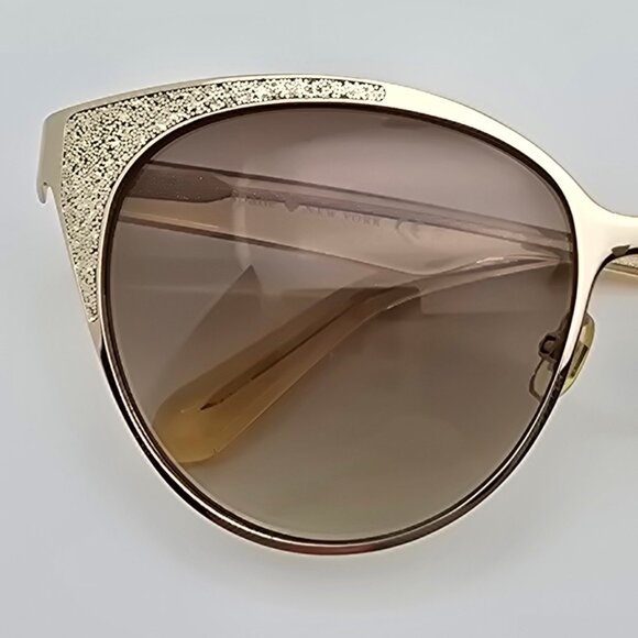 Kate Spade Marietta Gold Glitter Peach Frame Brown Gradient Cat Eye Sunglasses - Picture 12 of 12